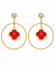 Red Clover Halo Drop Earring Series