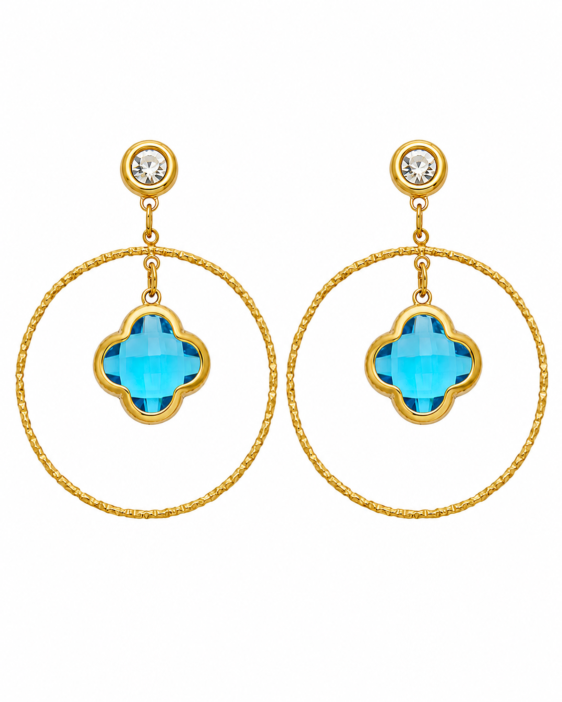 Blue Clover Halo Drop Earring Series