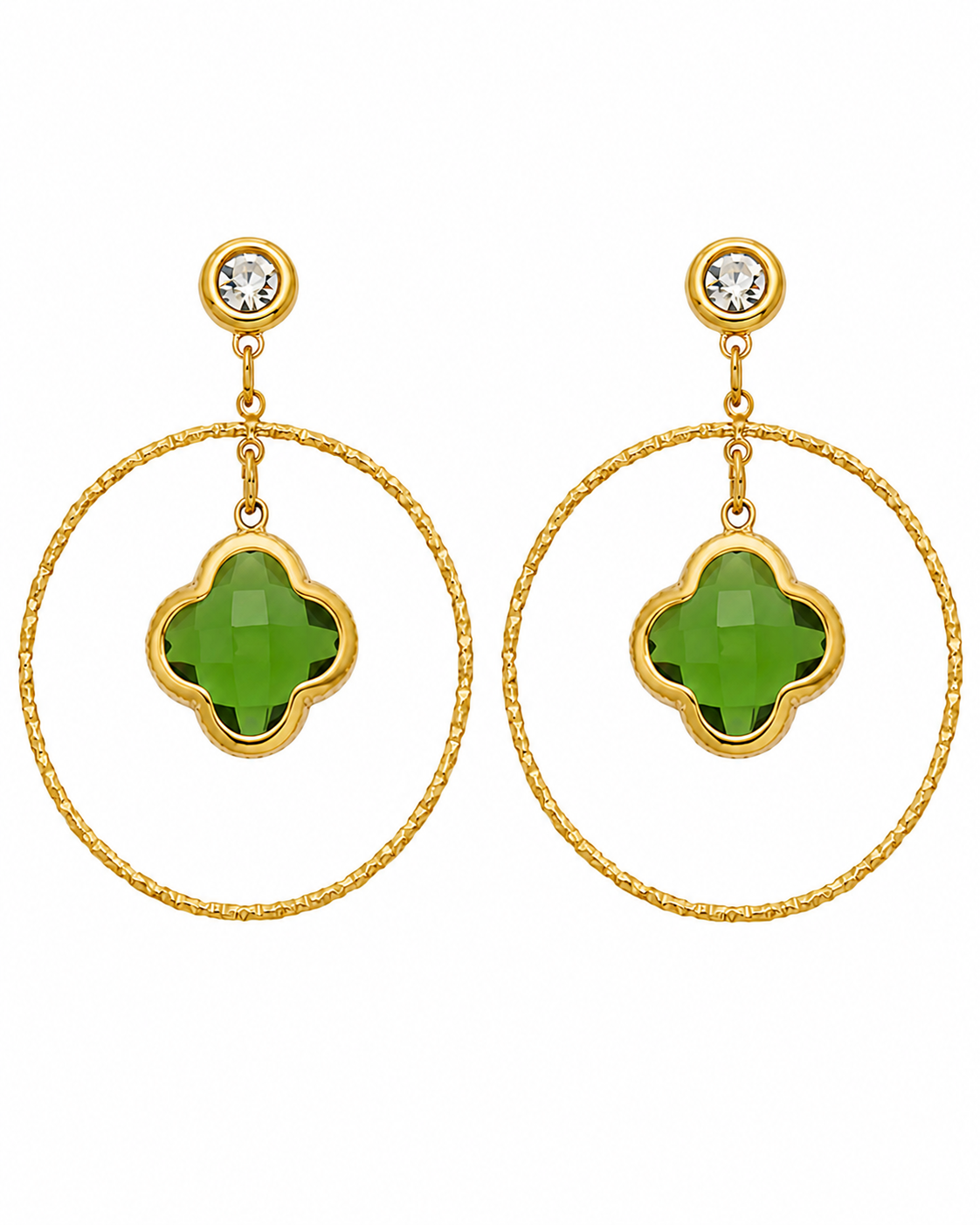 Green Clover Halo Drop Earring Series