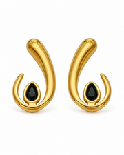 Black Sculpted Teardrop Earrings