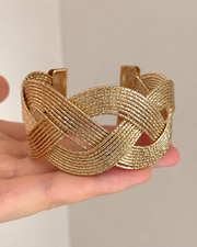 Braided Gold Cuff Bracelet with alloy alternate view