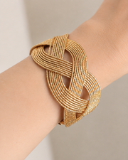 Braided Gold Cuff Bracelet with alloy