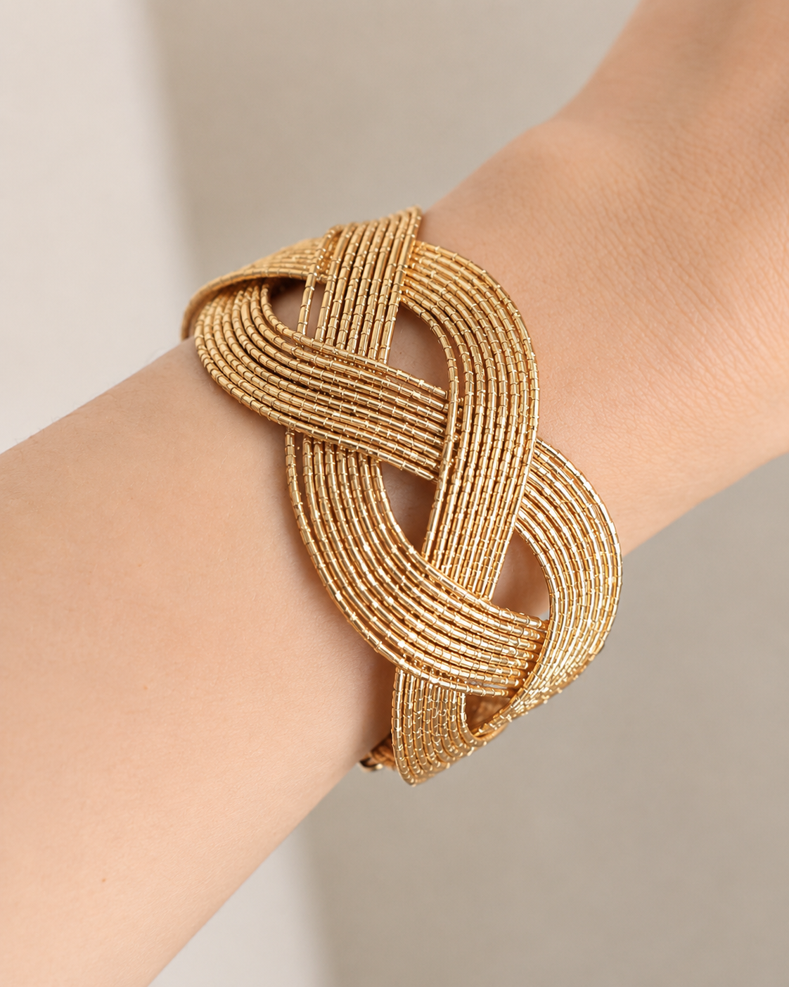 Braided Gold Cuff Bracelet with alloy