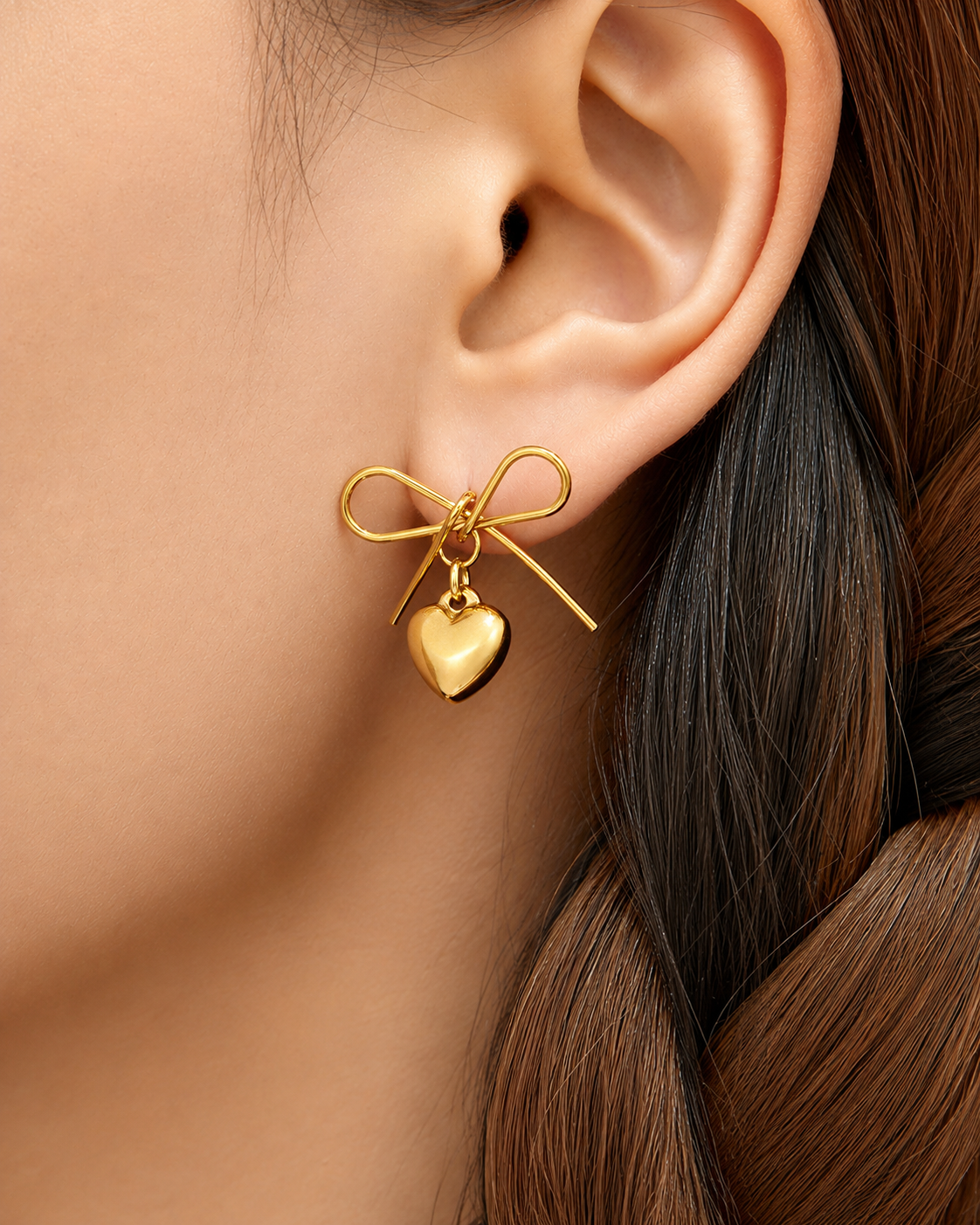 Bow Heart Drop Earrings additional view 3