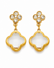 Clear Clover Glass Drop Earrings