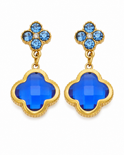 Blue Clover Glass Drop Earrings