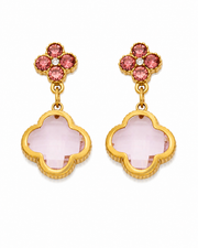 Pink Clover Glass Drop Earrings