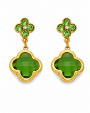 Green Clover Glass Drop Earrings