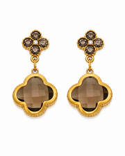 Brown Clover Glass Drop Earrings