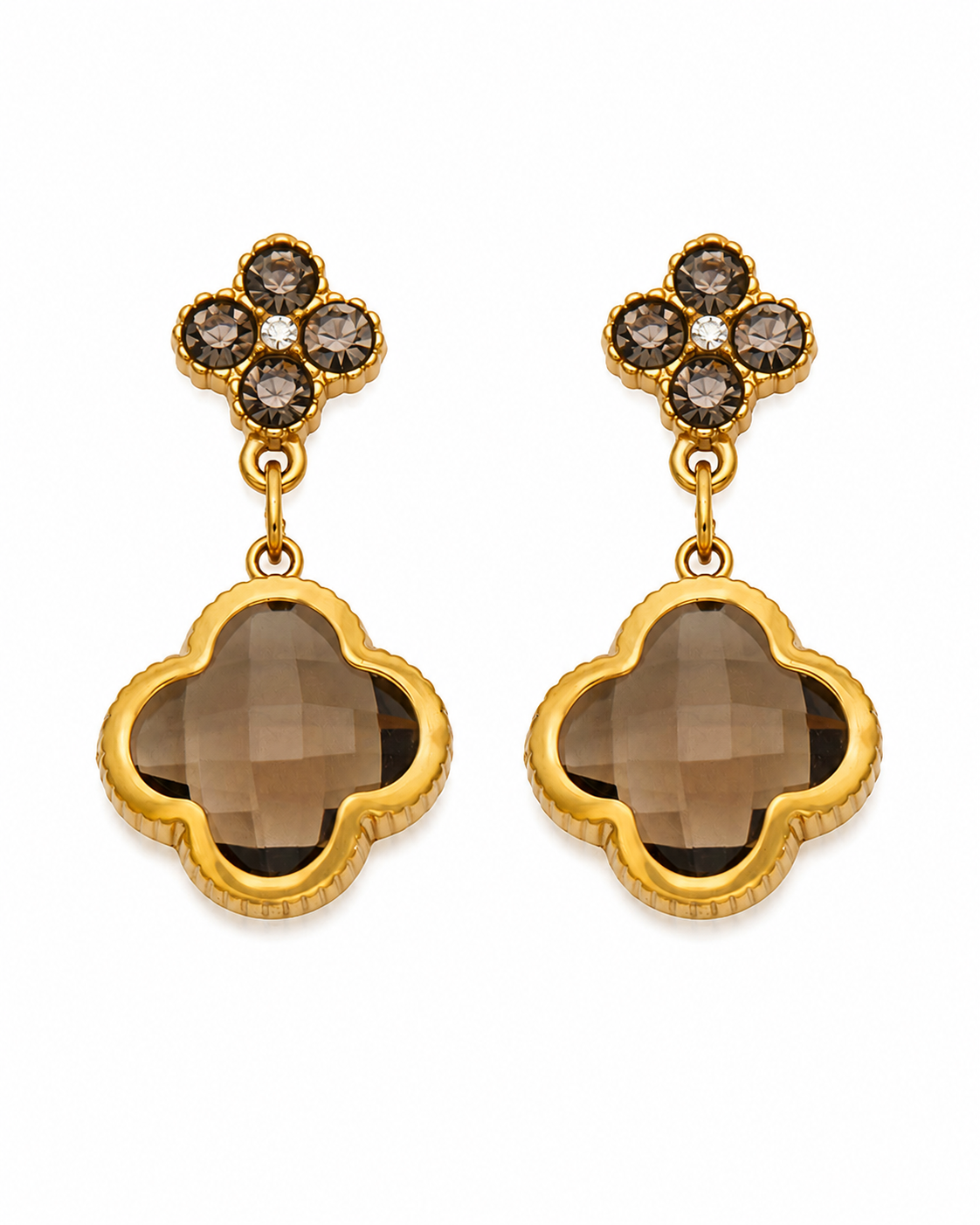 Brown Clover Glass Drop Earrings