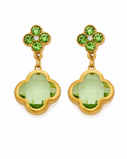 Light Green Clover Glass Drop Earrings