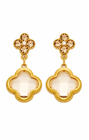 Champagne Clover Glass Drop Earrings