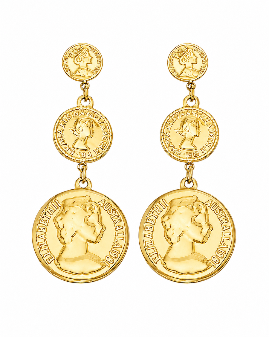 Vintage Triple Coin Earrings