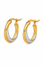 Two-Tone Twist Hoop Earrings with 316l stainless steel