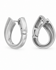 Silver Sculpted Teardrop Hoop Earrings