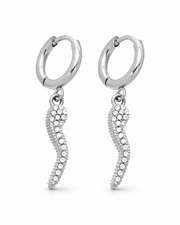 Crystal Wave / Silver Charm Hoop Earrings Series