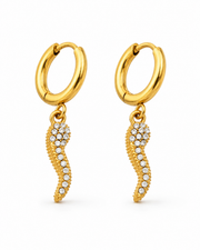 Crystal Wave / Gold Charm Hoop Earrings Series