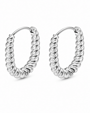 Silver Twisted Rope Hoop Earrings