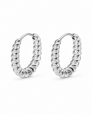 Silver Twisted Rope Hoop Earrings