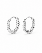 Silver Twisted Rope Hoop Earrings