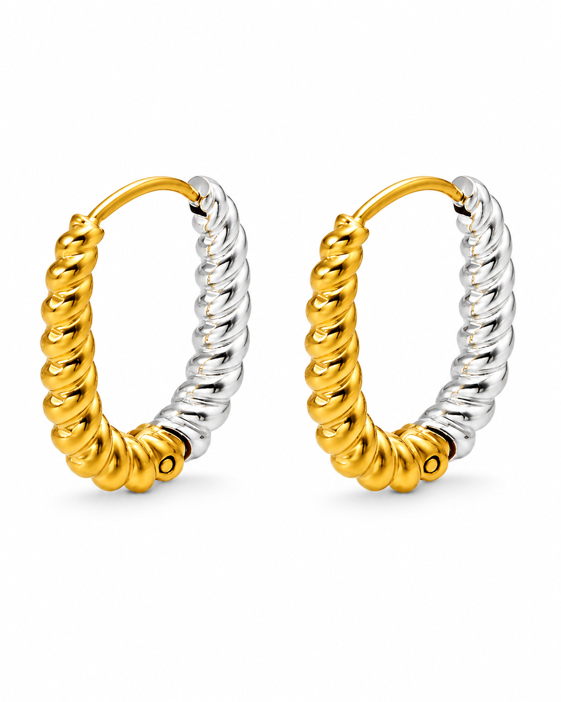 Two Tone Twisted Rope Hoop Earrings