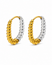 Two Tone Twisted Rope Hoop Earrings