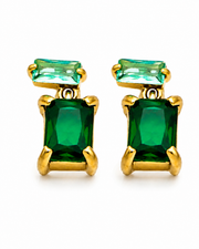Green Emerald Cut Drop Earrings