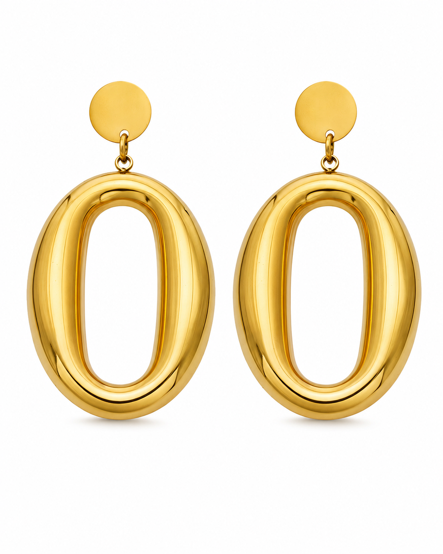 Sculpted Oval Drop Earrings