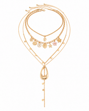 Golden Charm 4-Piece Necklace Set