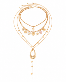 Golden Charm 4-Piece Necklace Set