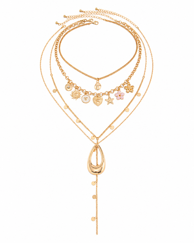 Golden Charm 4-Piece Necklace Set