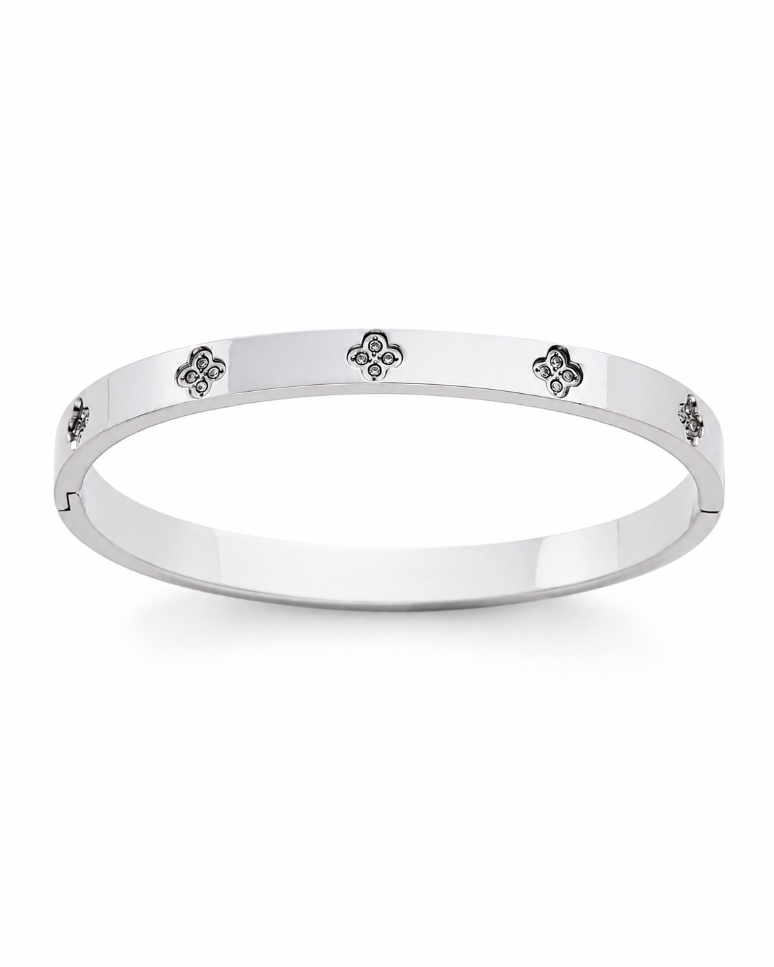 Silver Clover Bangle Bracelet
