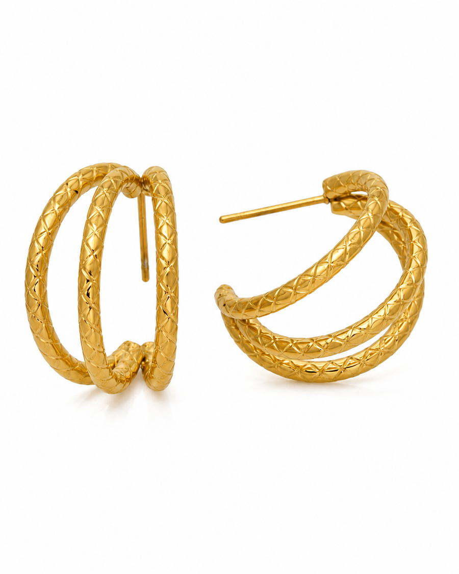 Luna Textured Double Hoop Earrings