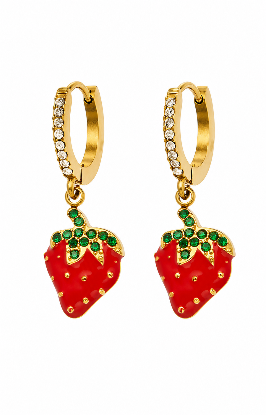 Strawberry Crystal Hoop Earrings