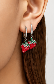 Strawberry Crystal Hoop Earrings additional view 3