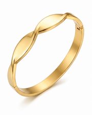 Smooth Leaf Sculpted Gold Bangle Series
