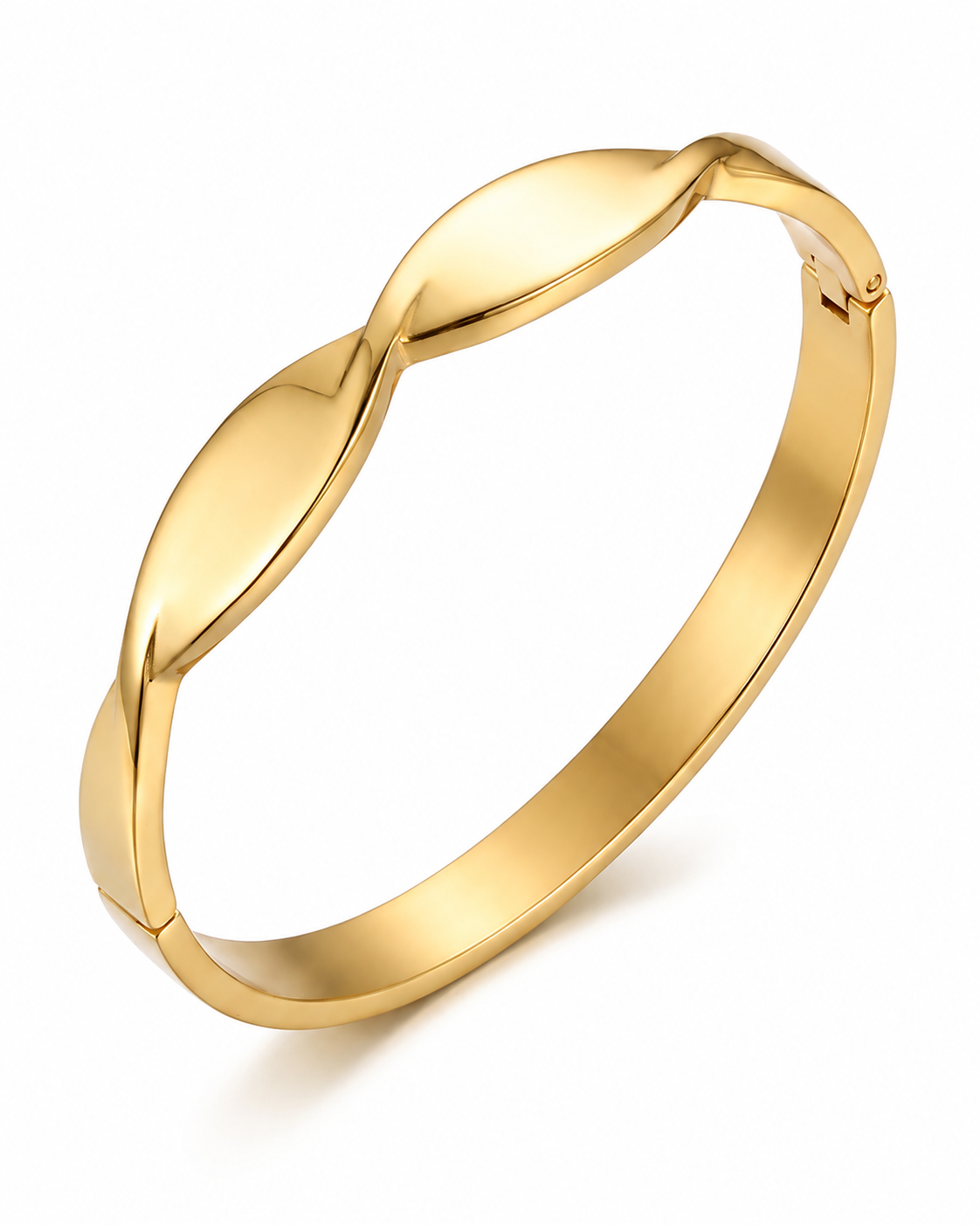 Smooth Leaf Sculpted Gold Bangle Series