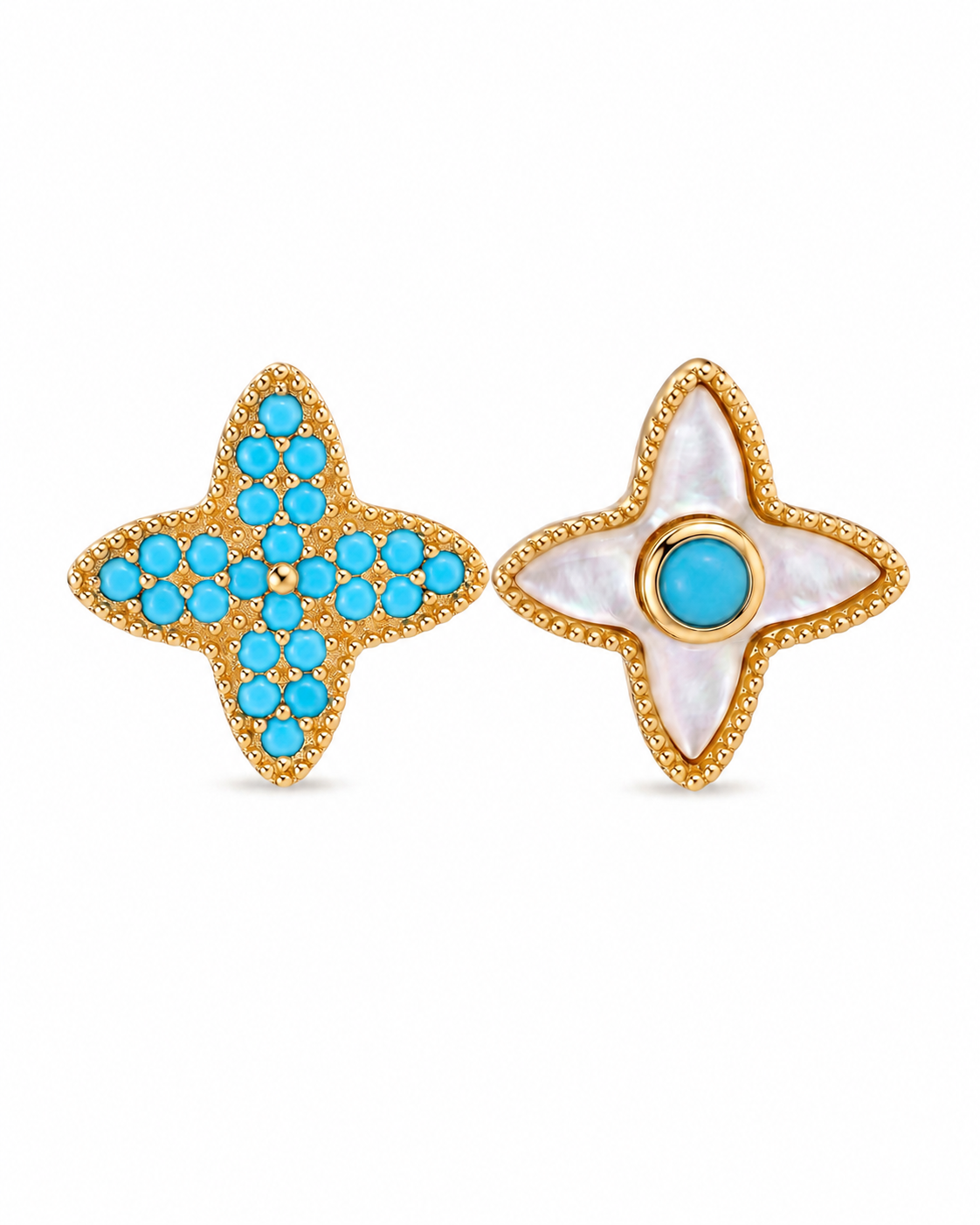 Turquoise Blue Ocean Bloom Stud Earrings
