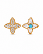 Crystal White Ocean Bloom Stud Earrings