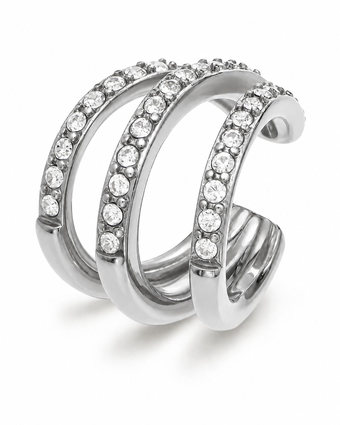 Silver Triple Pavé Ear Cuff
