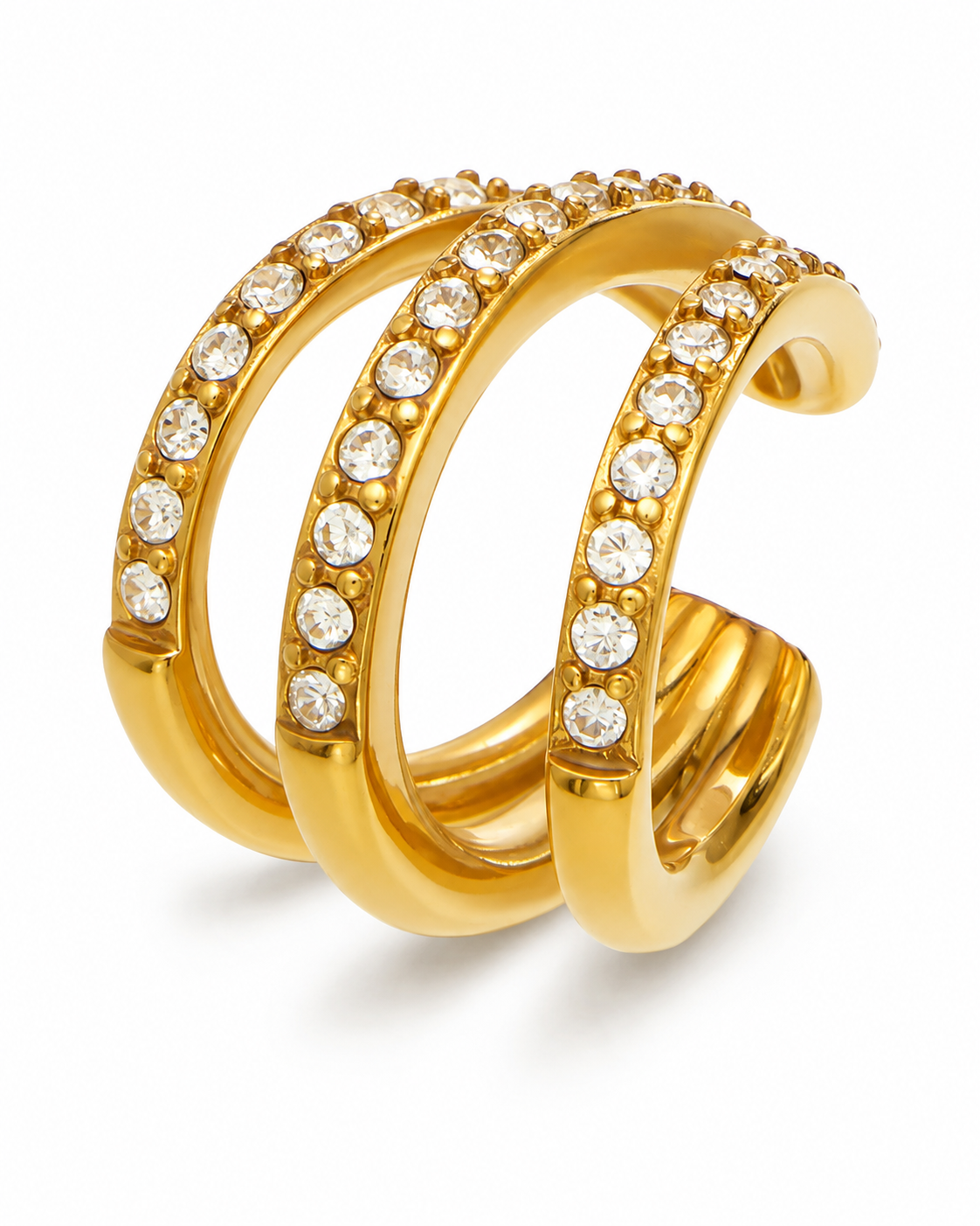 Gold Triple Pavé Ear Cuff
