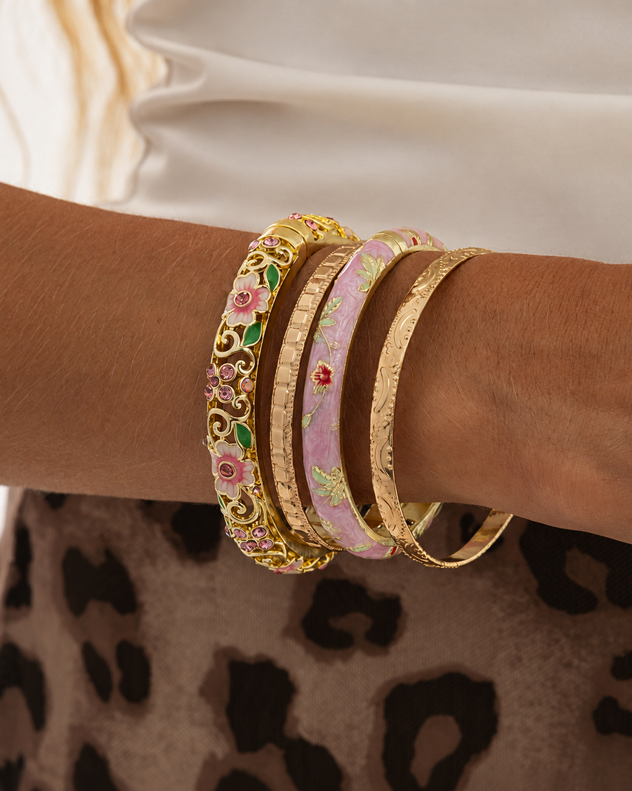 Floral Charm Bracelet Set