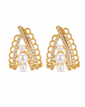 Gold Elara Lace Pearl Hoop Series