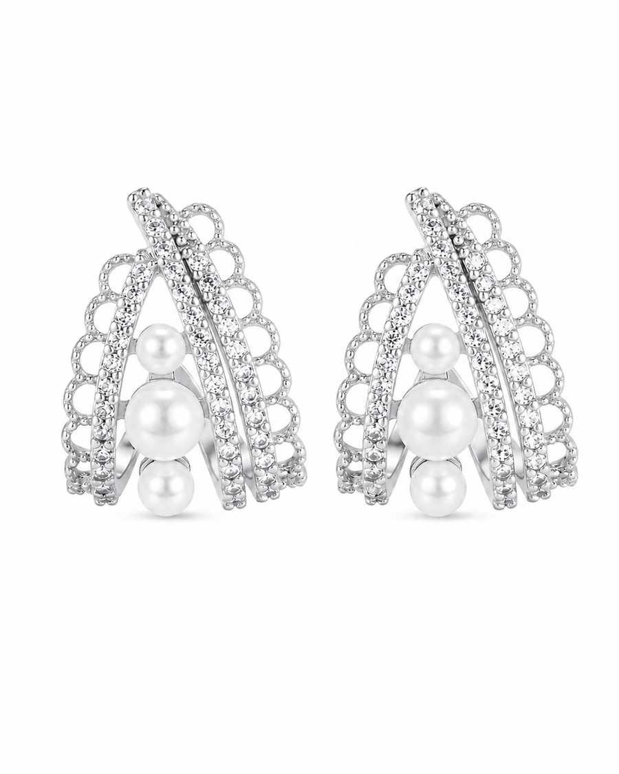 Elara Lace Pearl Hoop Series
