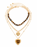 Celeste Tiger Eye Heart Necklace Set