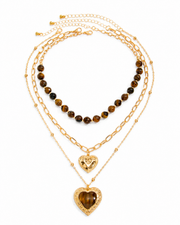 Celeste Tiger Eye Heart Necklace Set