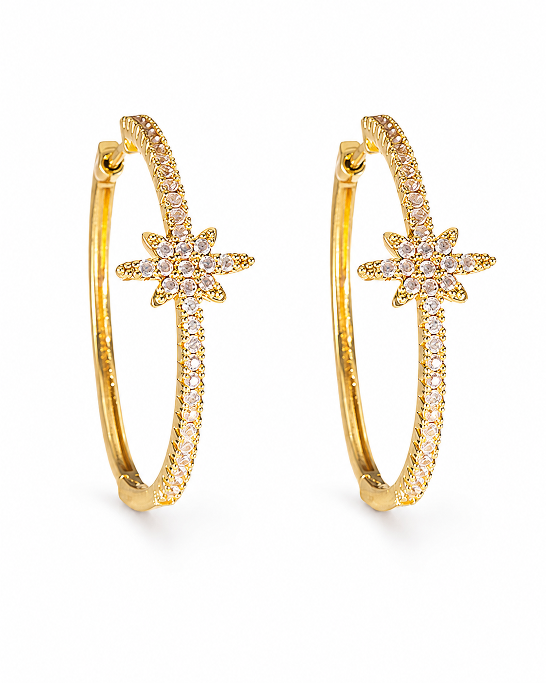 Gold Solara Starburst Hoop Earrings