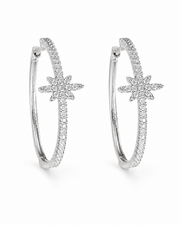 Silver Solara Starburst Hoop Earrings