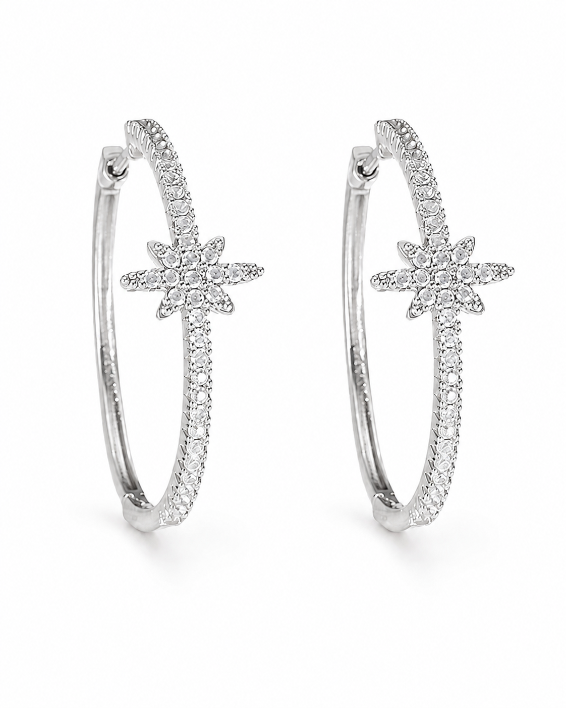 Silver Solara Starburst Hoop Earrings