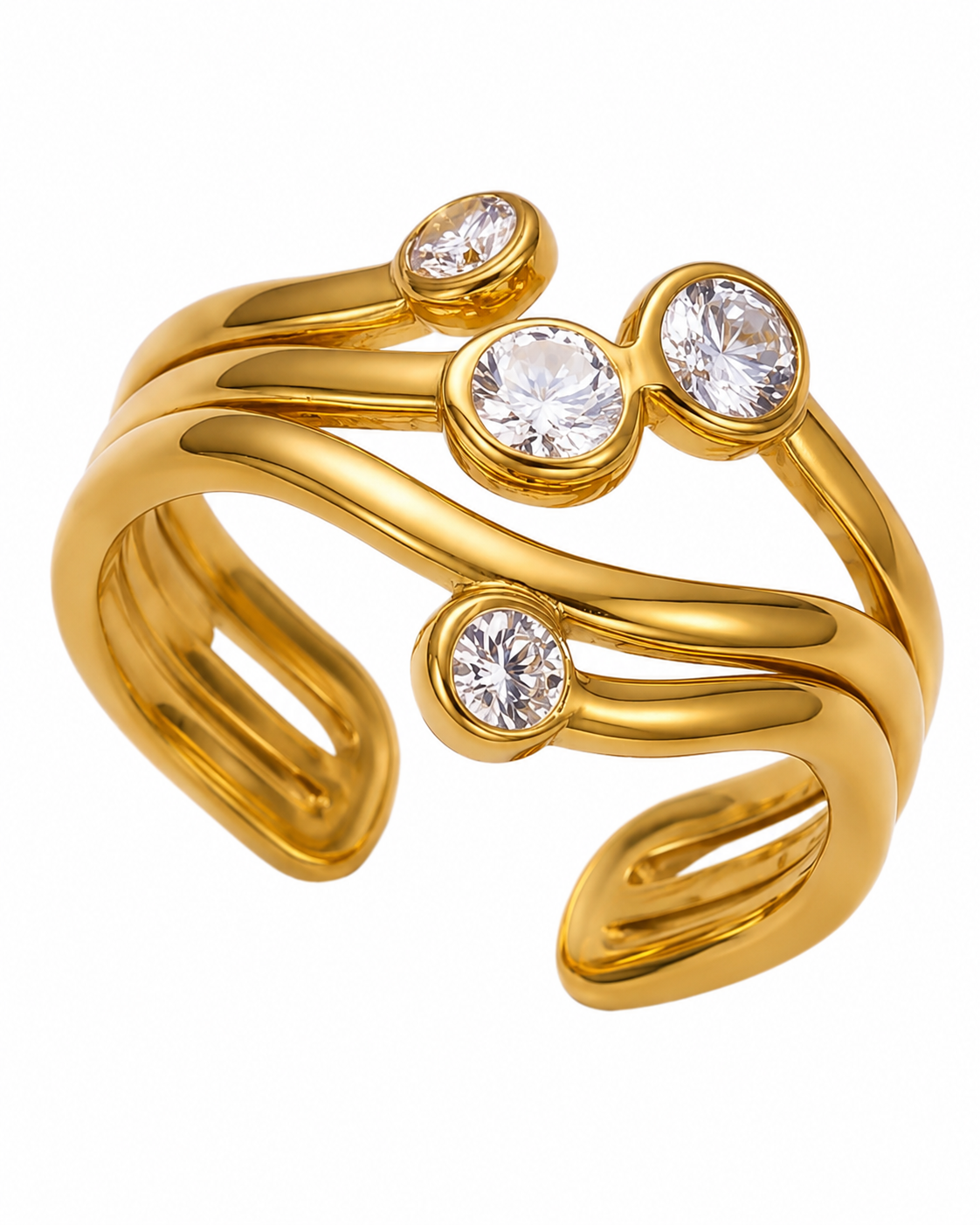 Crystal Wave Aurelia Sculptural Ring Series